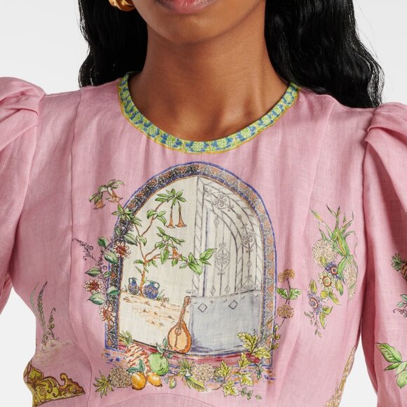 Alemais Monte Midi Dress Pink Print - Picture 4 of 16